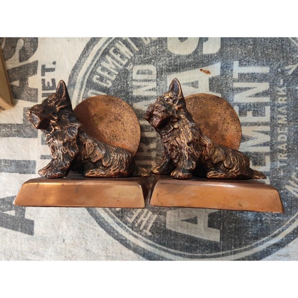 Vtg Art Deco Scotty Terrier Bookends Scottish Terrier Dog - Picture 10 of 13